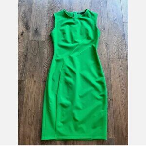 Zara Woman Pleated Shift Dress Size S Green Sleeveless Workwear Office Colorful